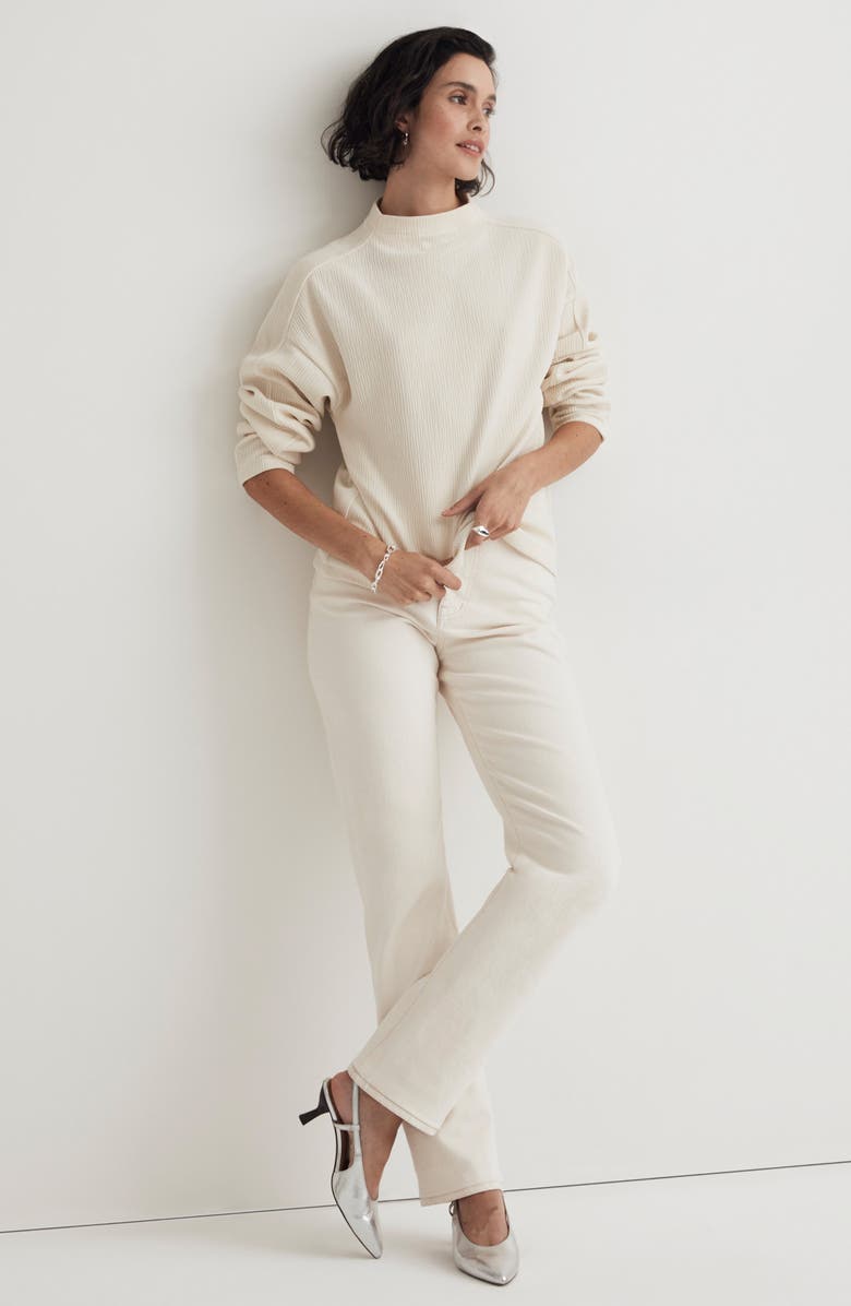 Madewell Jacquard Stripe Funnel Neck Top, Alternate, color,