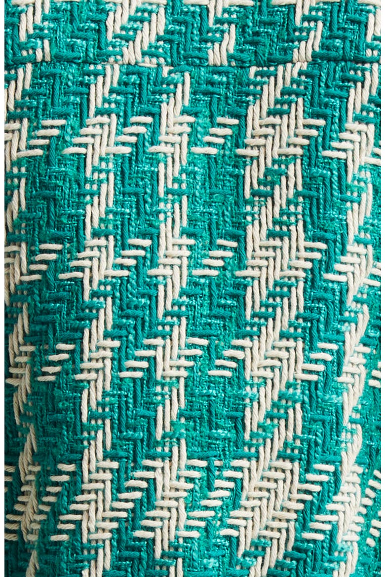 Jia Houndstooth Tweed Crop Jacket, Alternate, color, WHITE/ TEAL HOUNDSTOOTH