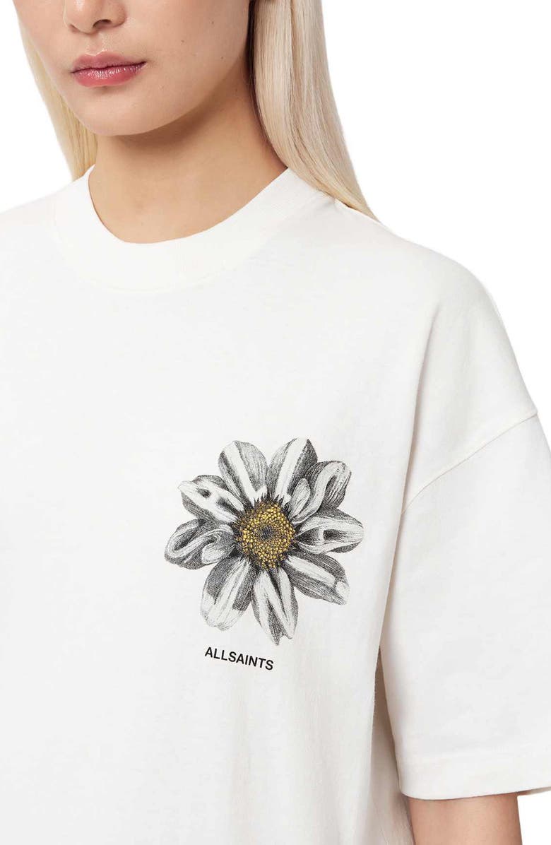 AllSaints Etta Petal Graphic T-Shirt, Alternate, color, Chalk White