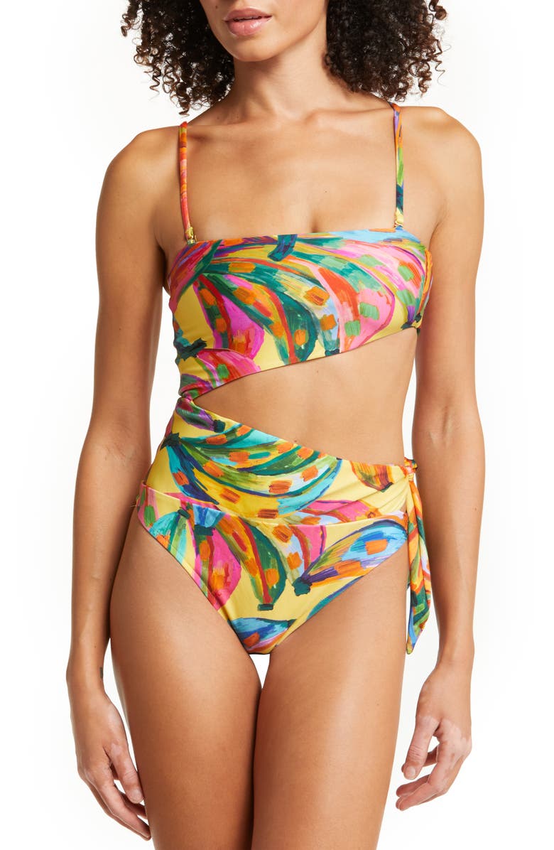 FARM Rio Colorful Banana Cutout One-Piece Swimsuit, Alternate, color, 