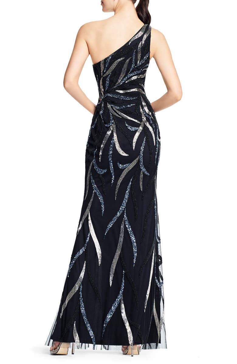 Aidan Mattox by Adrianna Papell Beaded One-Shoulder Gown, Alternate, color,