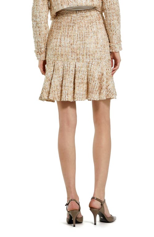 Mac Duggal High Waist Box Pleat Boucle Mini Skirt In Blush