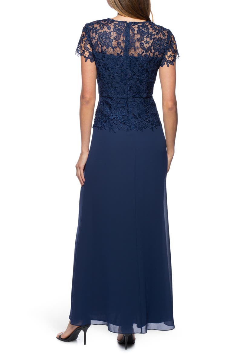Lace Bodice A-Line Gown, Alternate, color, NAVY