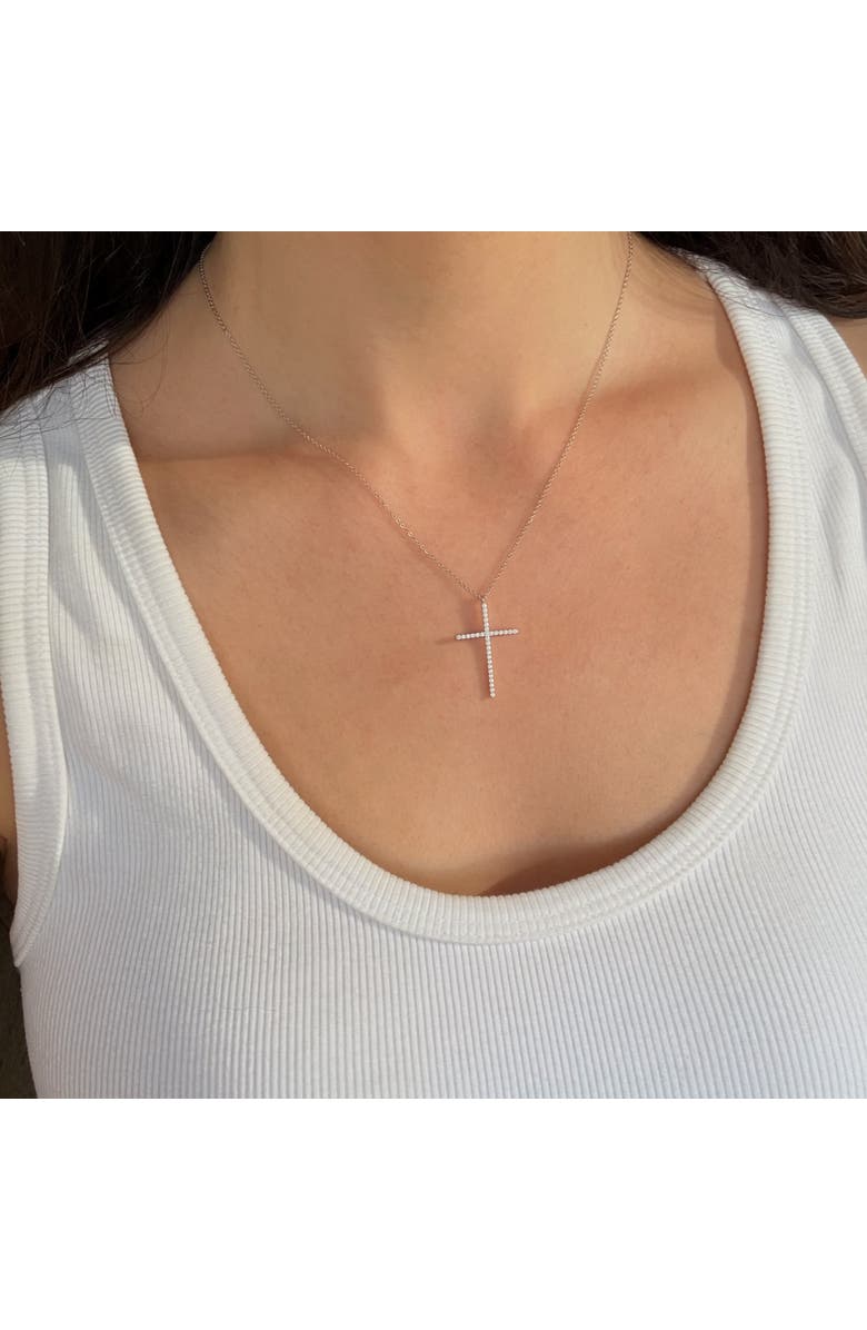 Leni James The Estella Pave Cross Necklace, Alternate, color, Silver