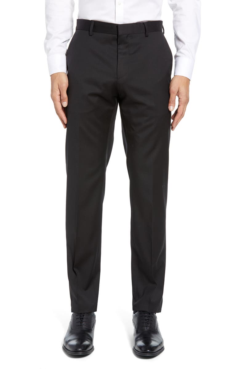 BOSS Gibson CYL Flat Front Solid Slim Fit Wool Dress Pants, Main, color,