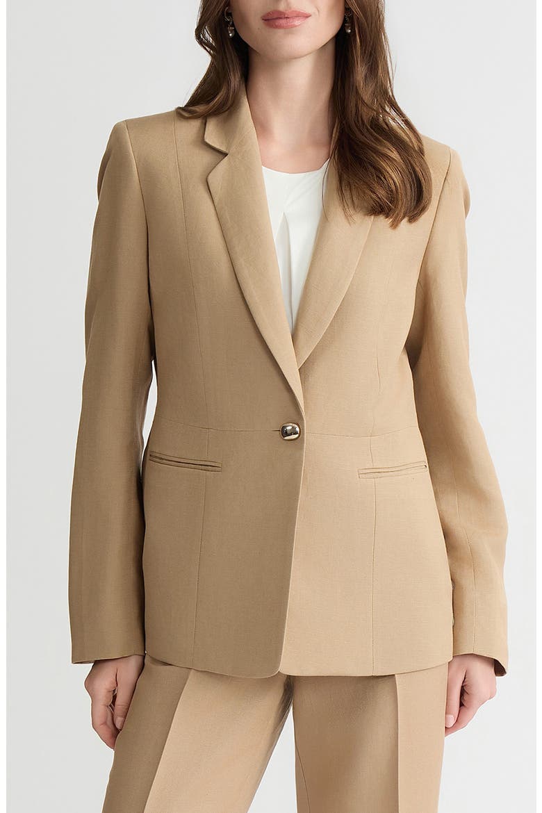 Linen Blend Jacket, Main, color, TOASTED WHEAT