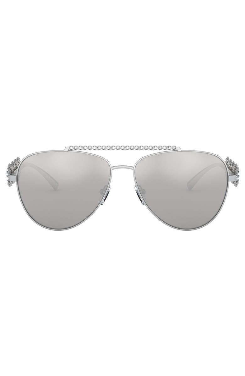 Versace 59mm Pilot Crystal Medusa Head Sunglasses, Alternate, color,