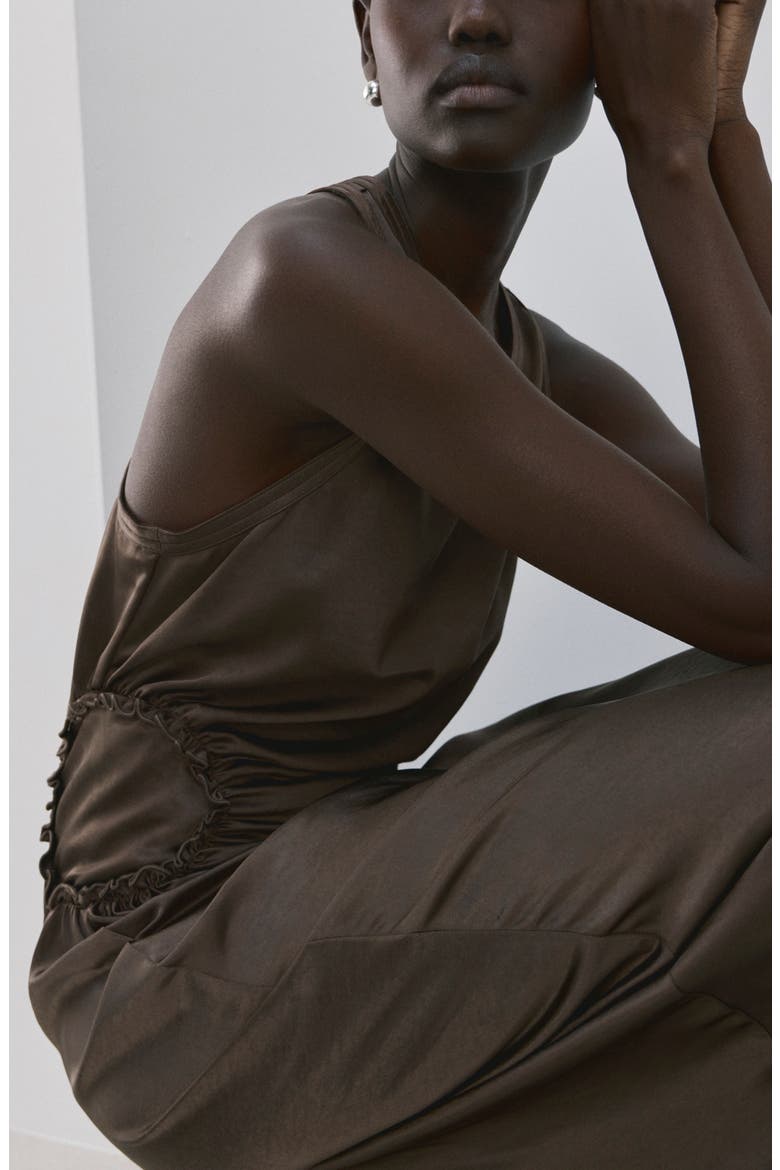 Gathered Cutout Sleeveless Maxi Dress, Alternate, color, MINK GREY