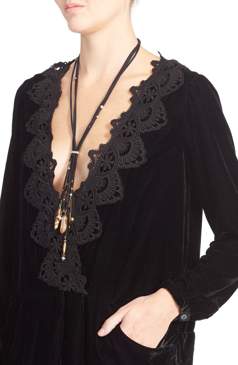 Free People 'Dreams' Lace Trim Tunic Dress, Alternate, color, 