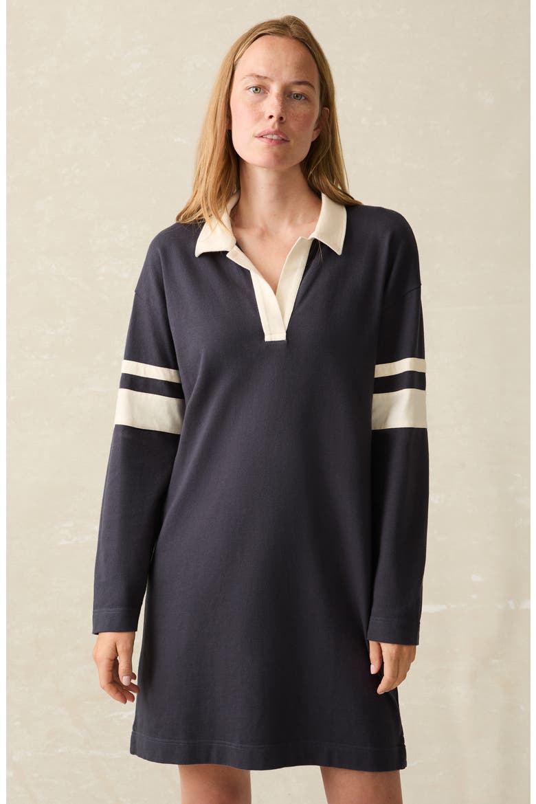 Long Sleeve Organic Cotton Polo Dress, Alternate, color, SEA STORM