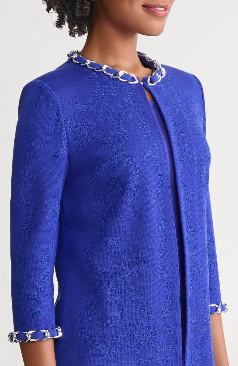 Ming Wang Heritage Tonal Ribbon Chain Trim Knit Jacket, Alternate, color, Sapphire Sea