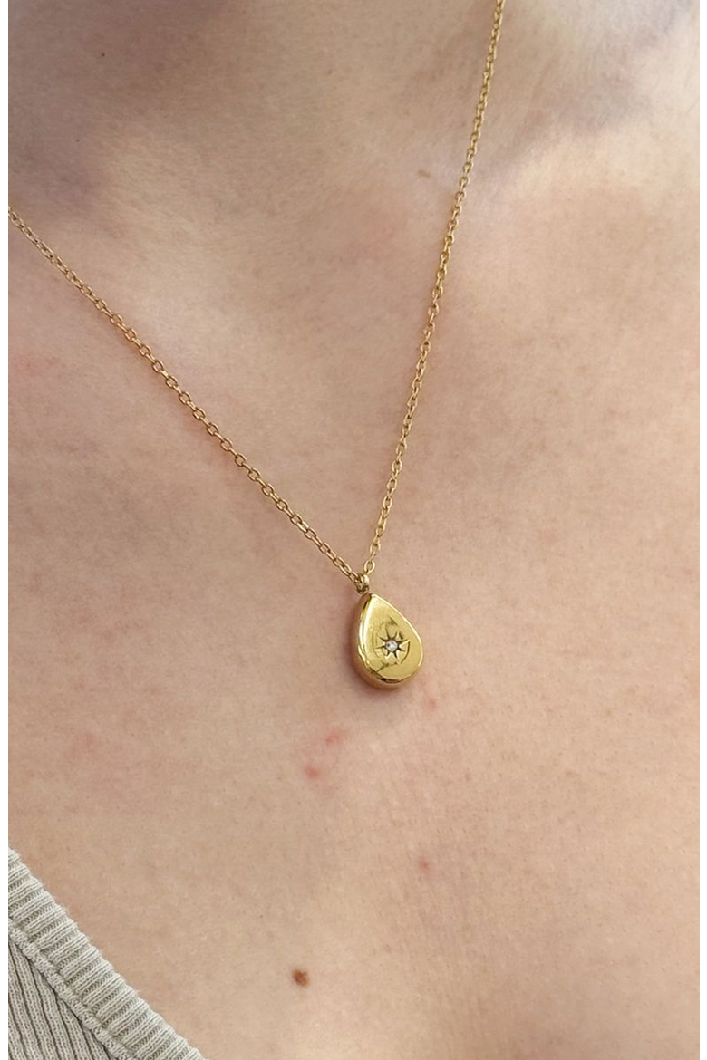 Hayley Teardrop Necklace, Alternate, color, Gold