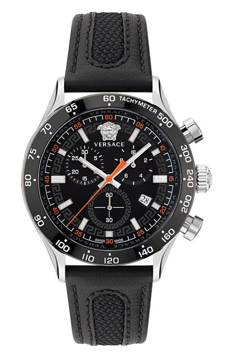 Hellenyium Chronograph Leather Strap Watch, 44mm