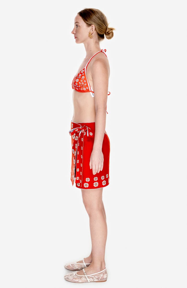 Jessie Zhao New York Swim Cover Up Skirt-Red Garden, Alternate, color, Red