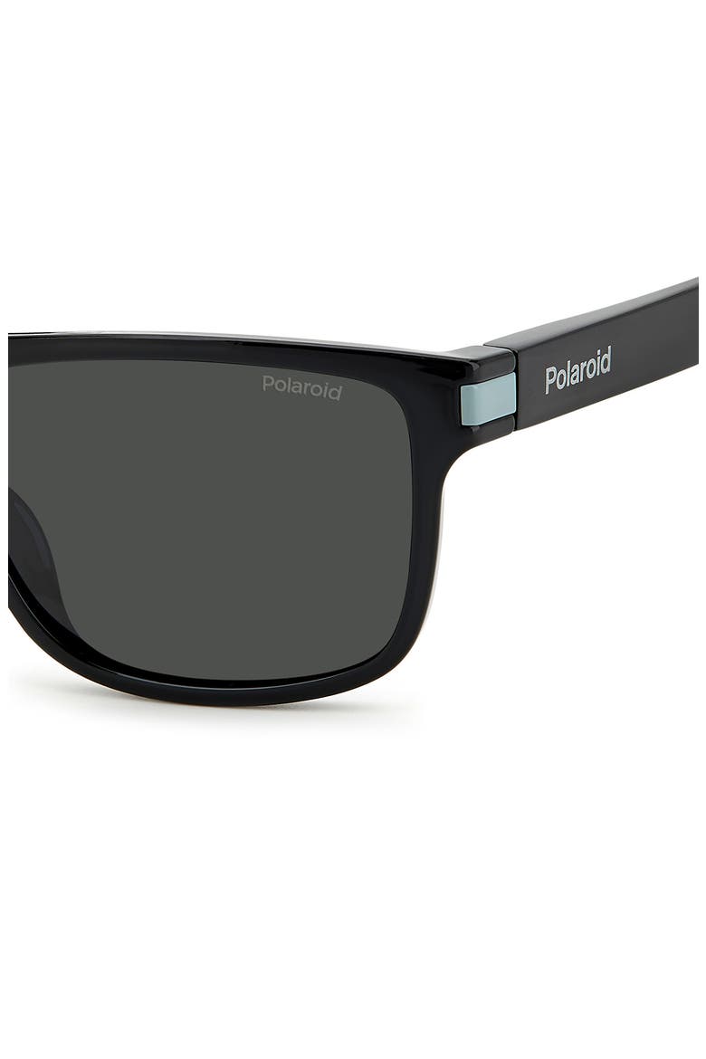 57mm Polarized Rectangular Sunglasses, Alternate, color, BLACK GREY / GRAY POLAR