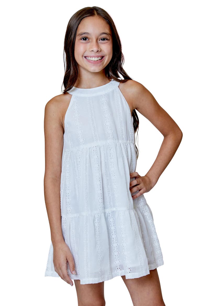 KIds' Embroidered Sleeveless Dress, Main, color, WHITE