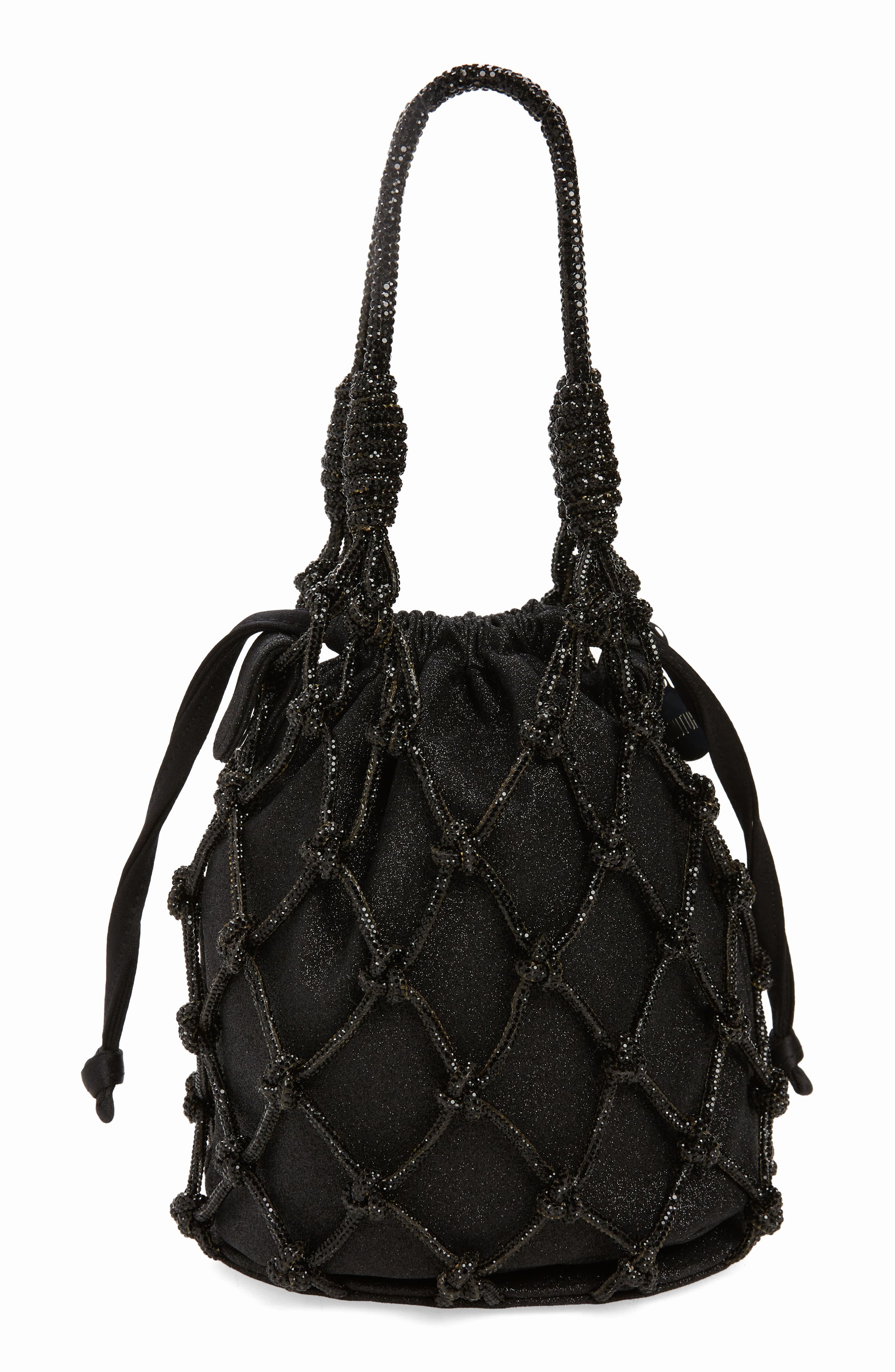 JUDITH LEIBER COUTURE Sparkle Net Pouch Bag, Alternate, color, Silver Jet