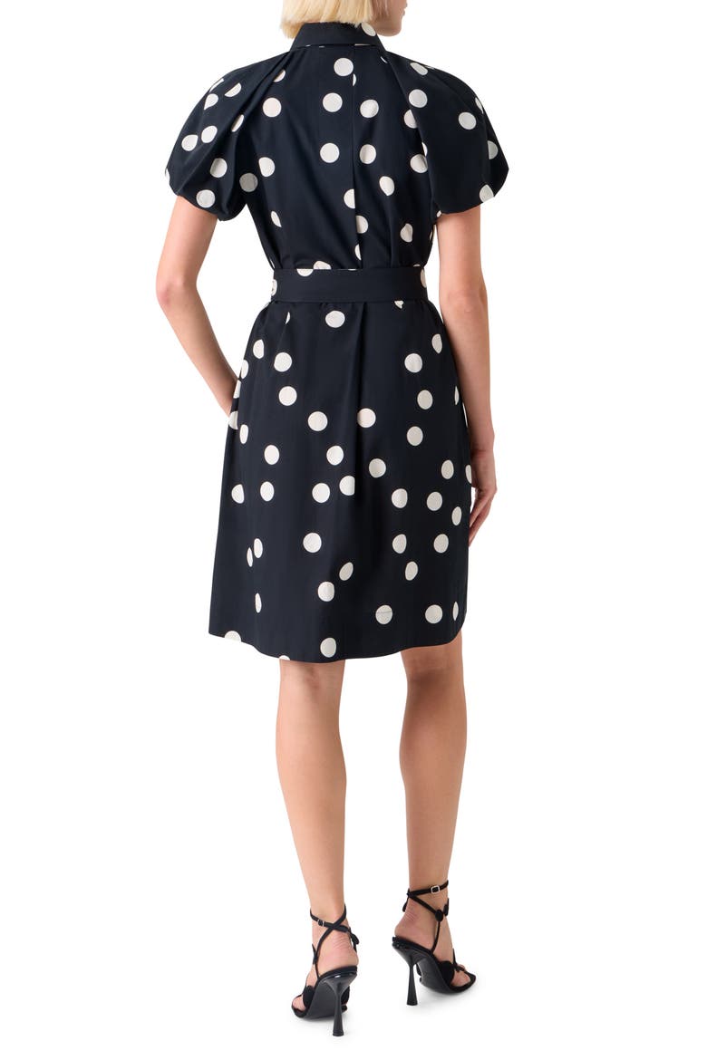 Polka Dot Belted Cotton Poplin Shirtdress, Alternate, color, BLACK-CREAM