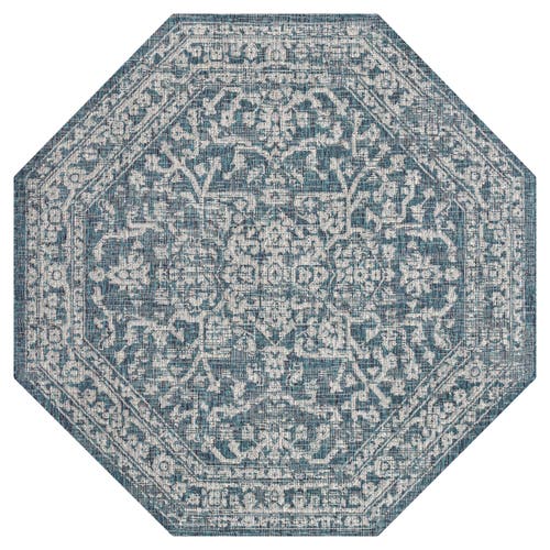 Jonathan Y Malta Bohemian Medallion Textured Weave Octagon Indoor/outdoor Area Rug In Blue