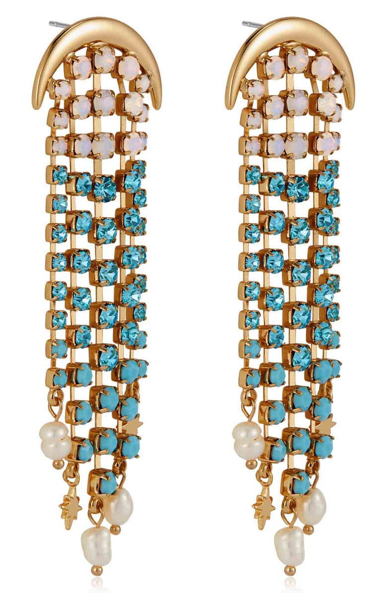 Ettika Galaxy Fringe Freshwater Pearl Earrings, Alternate, color, 