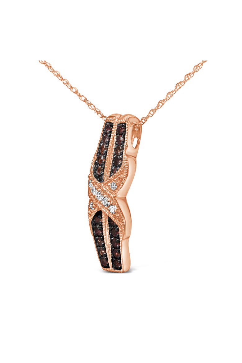 10K Rose Gold 1/4 Cttw White and Chocolate Brown Diamond Infinity Pendant Necklace, Alternate, color, Pink