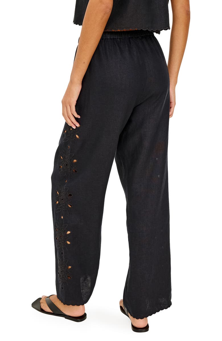 Rails Mirina Eyelet Linen Pants, Alternate, color, Black