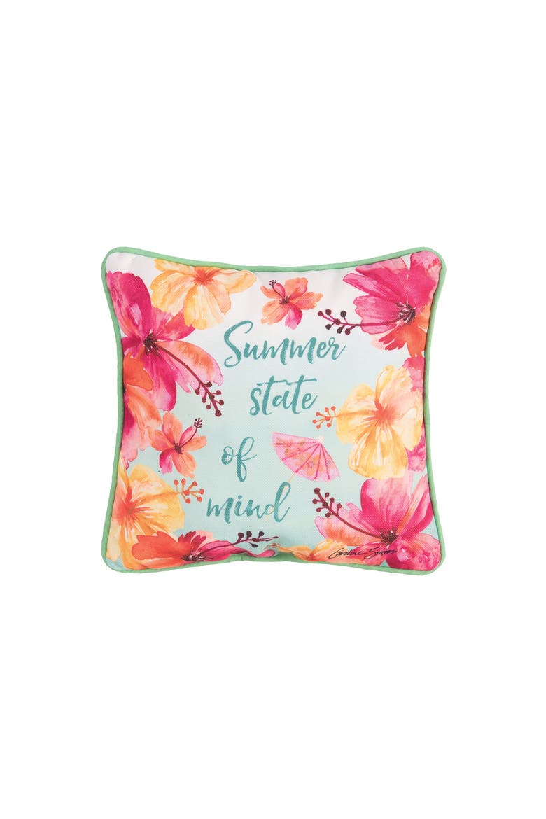 State Of Mind Mini Cotton Blend Pillow 10" x 10", Main, color, Blue