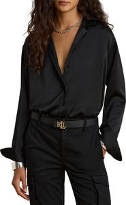 Lauren Ralph Lauren Kotta Satin Button-Up Shirt