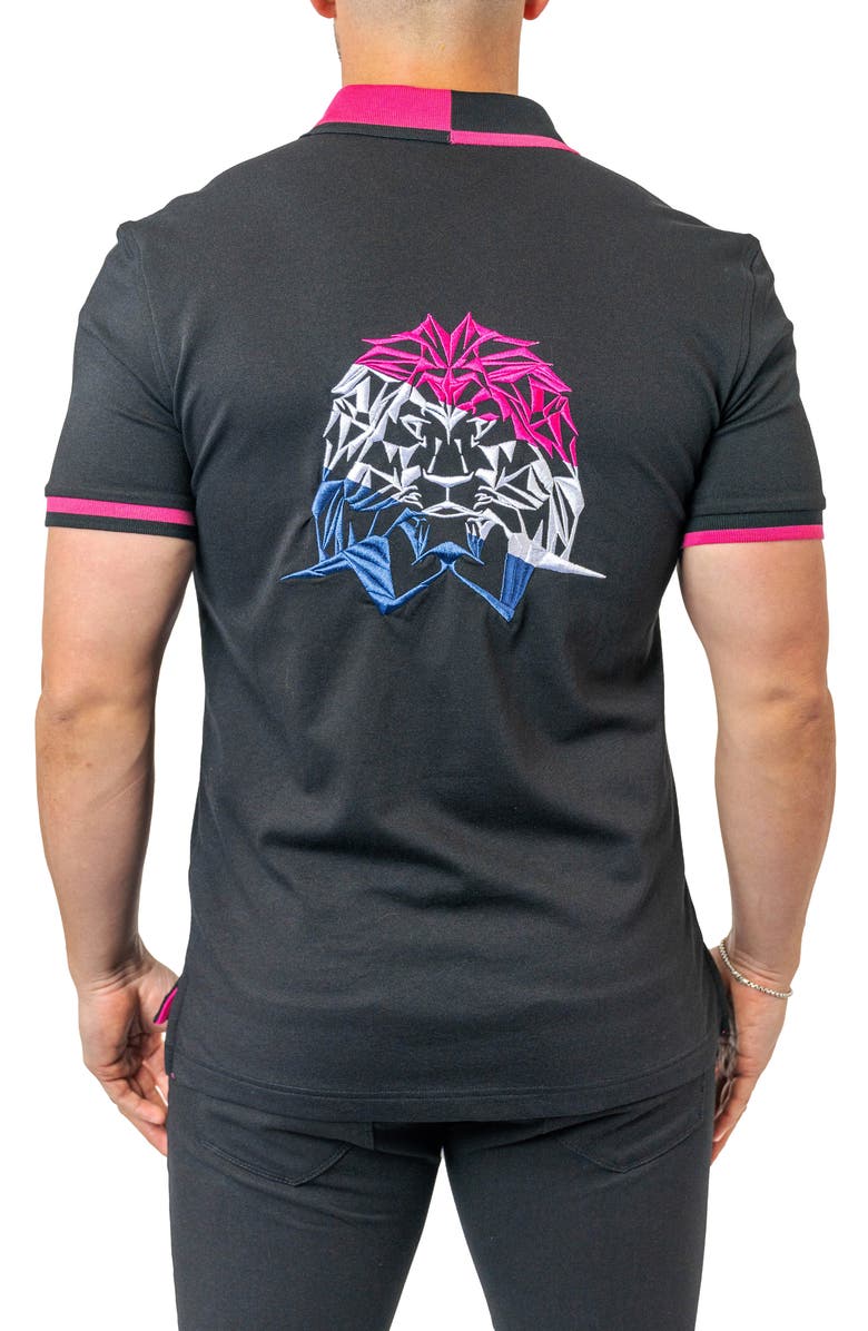 Maceoo Tipped Delhi Embroidered Polo, Alternate, color, Black