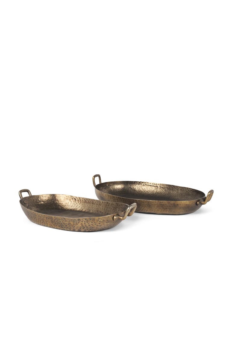 Pama Hammered Metal Decorative Trays Set of 2, Main, color, Gold