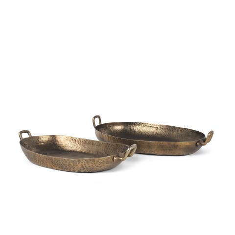 Pama Hammered Metal Decorative Trays Set of 2