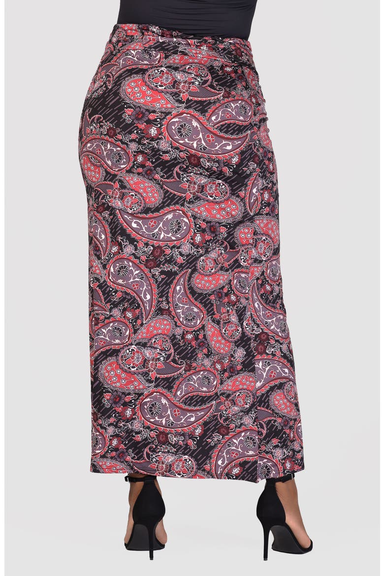 Paisley Foldover Waist Knit Maxi Skirt, Alternate, color, PINK MULTI