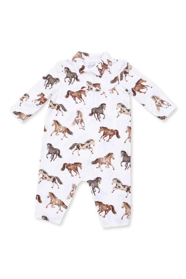 Kids' Wild Horses Long Sleeve Romper, Main, color, IVORY
