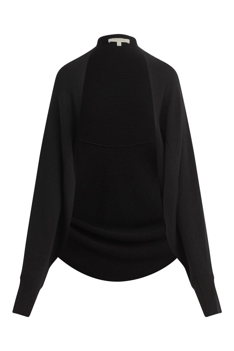 The Layla Rib Wool Shrug Cardigan, Alternate, color, BLACK
