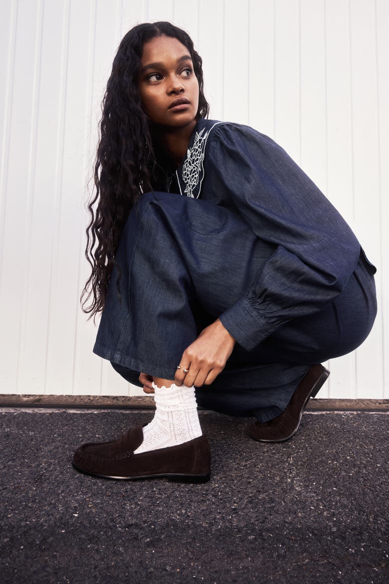 Denim Drawstring Trousers, Alternate, color, Dark denim blue