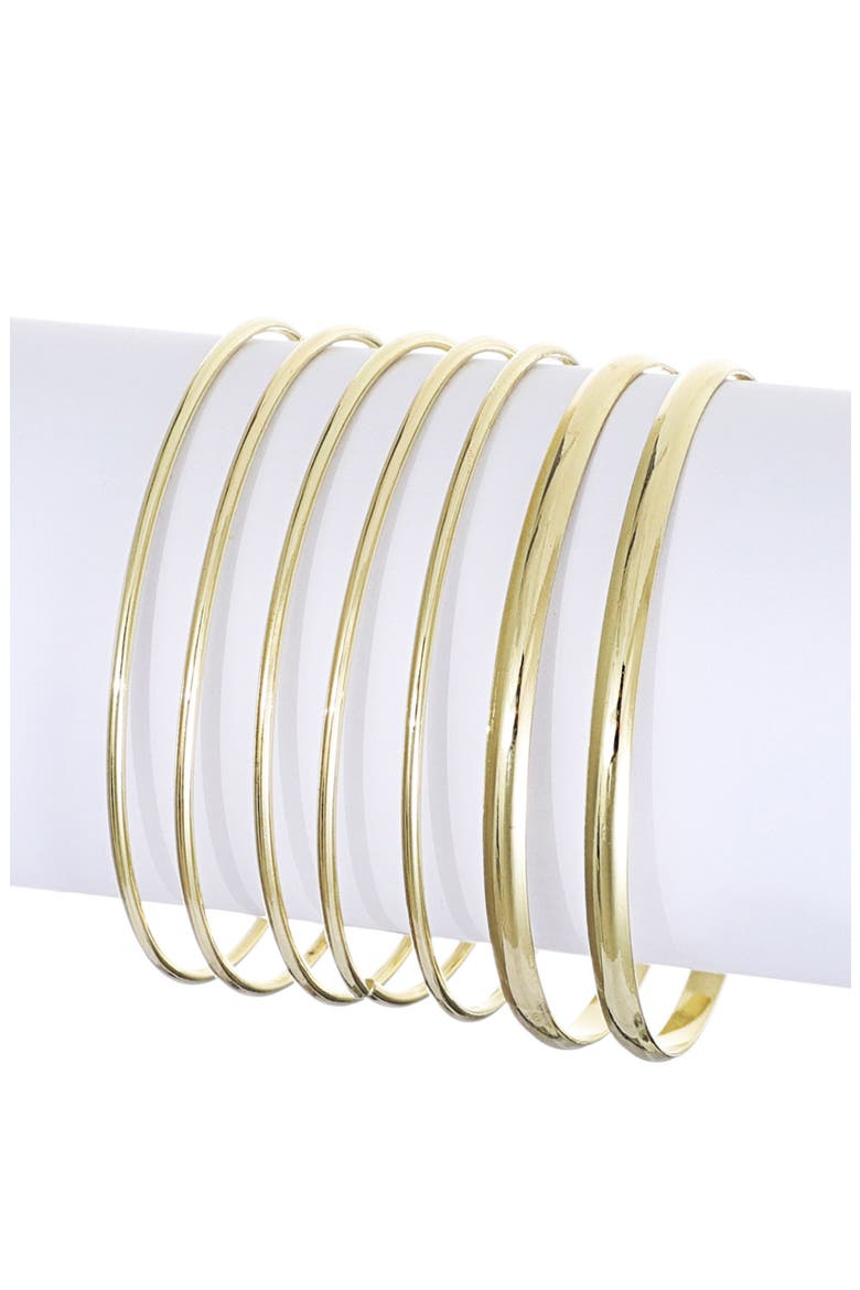 Set of 6 Thin Bangle Bracelets, Alternate, color, GOLD