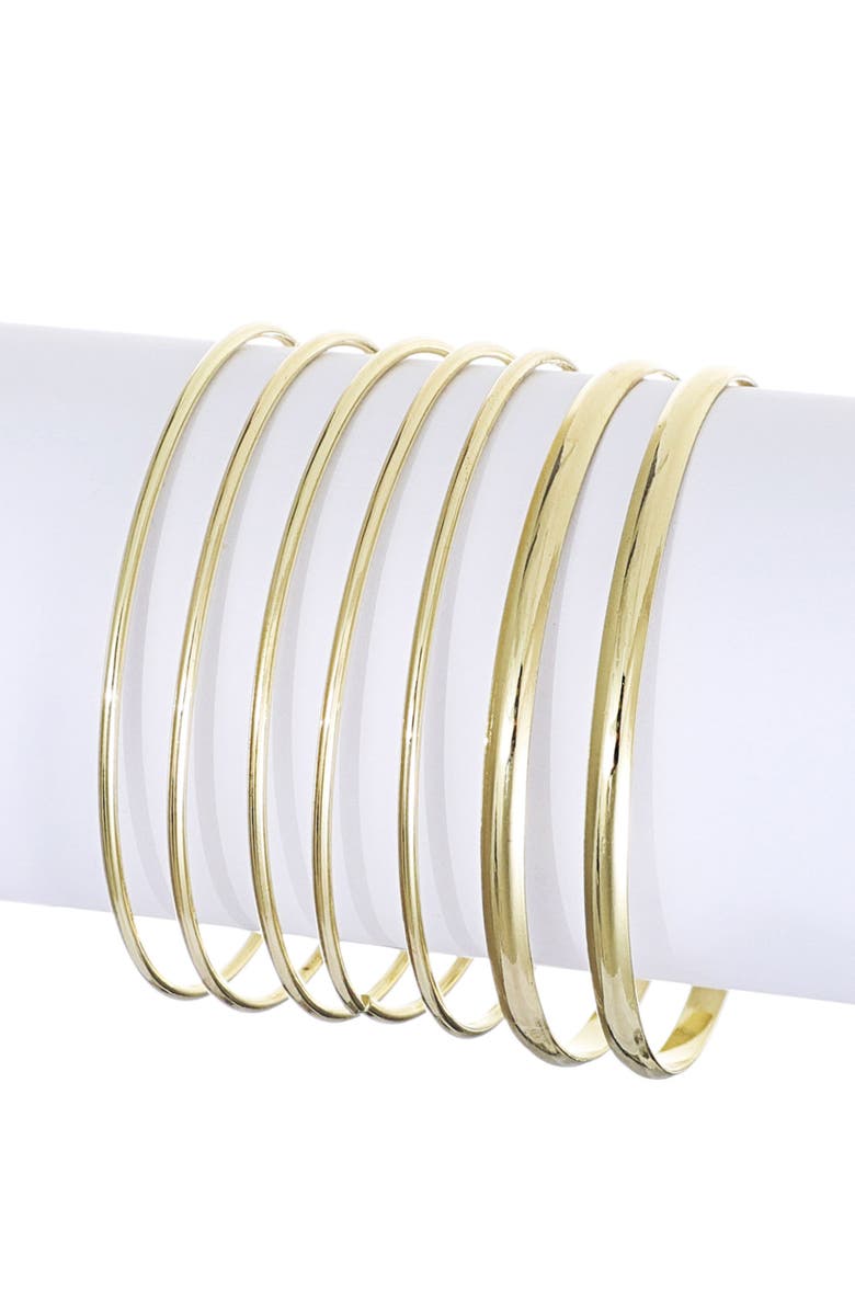 Adornia Set of 6 Thin Bangle Bracelets, Alternate, color, Gold