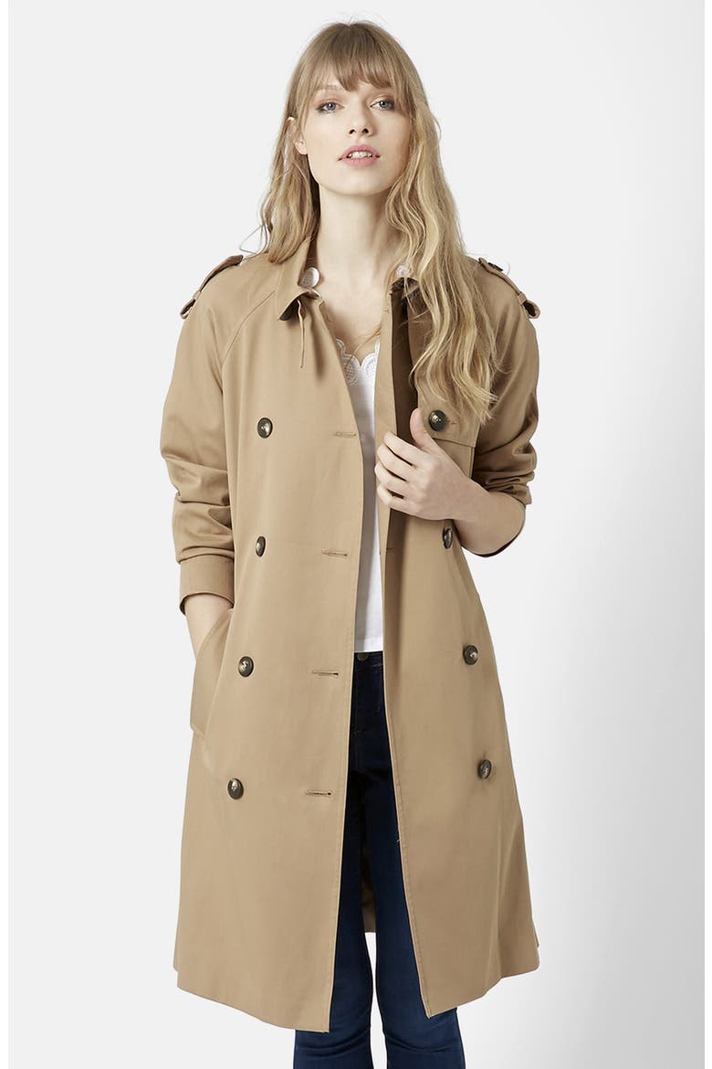Double Breasted Cotton Trench, Main, color, CAMEL