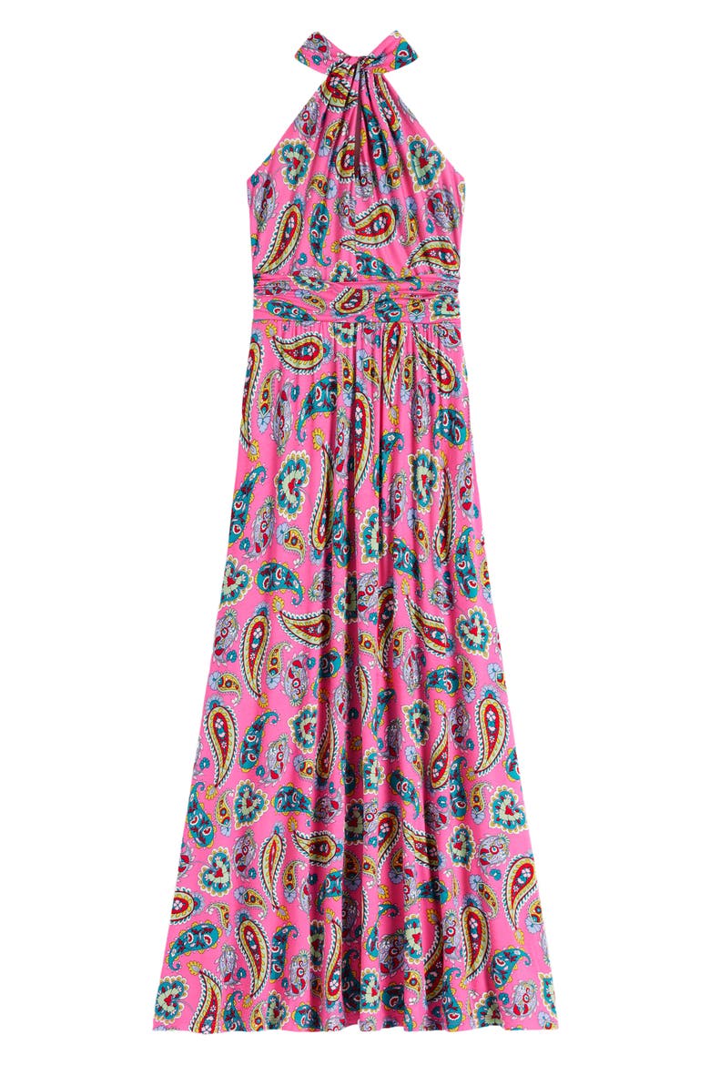 Sydney Paisley Halter Maxi Dress, Alternate, color, PINK PAISLEY