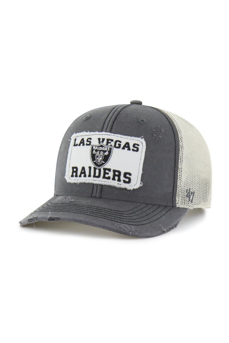 Men's '47 Charcoal Las Vegas Raiders Egremont Well-Worn Adjustable Trucker Hat, Main, color, Charcoal