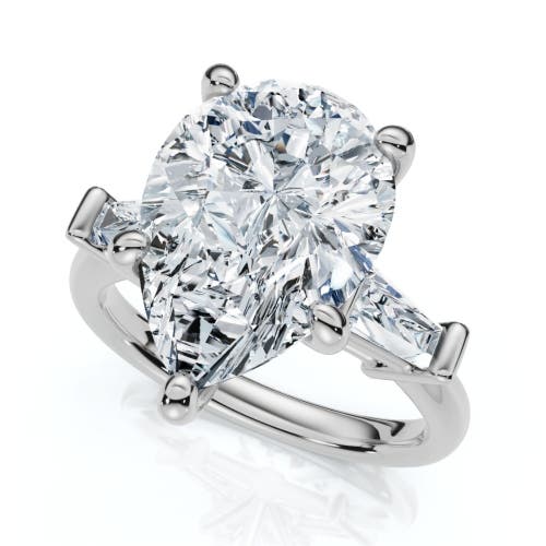Bliss Diamond 5 3/4ct Certified Pear & Baguette Diamond Engagement Ring 14k Gold Lab Grown In 14k White Gold