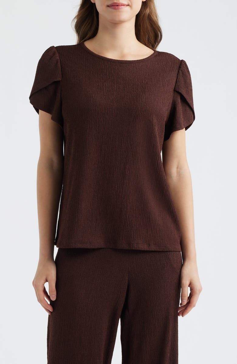 AK ANNE KLEIN Tulip Sleeve Crepe Top, Main, color, 