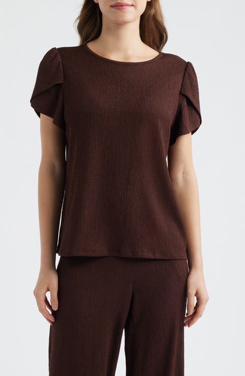 Tulip Sleeve Crepe Top (Petite)