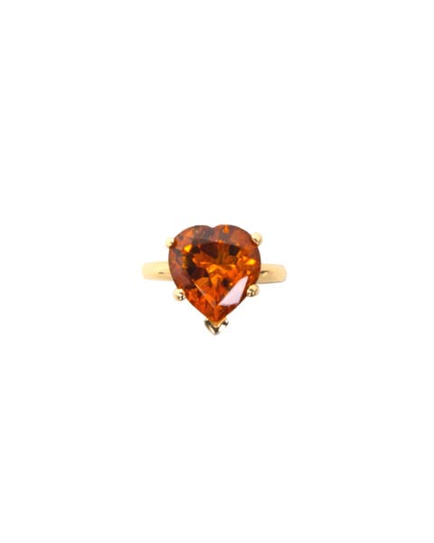 Heart Ring in Golden Orange Citrine