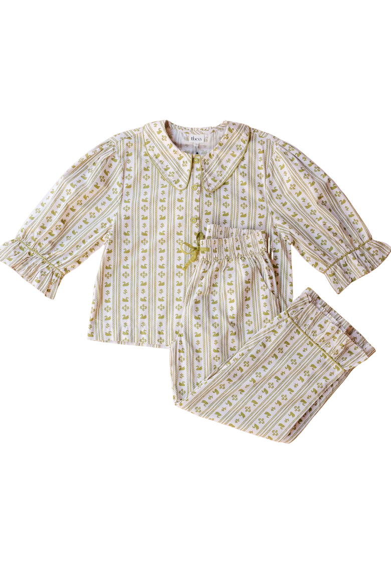 Cotton Swan Cropped Pajamas, Main, color, Olive Swan
