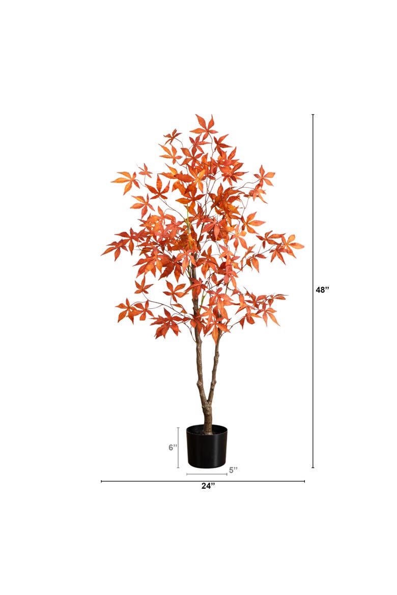 NEARLY NATURAL 4-ft Autumn Japanese Maple Artificial Fall Tree