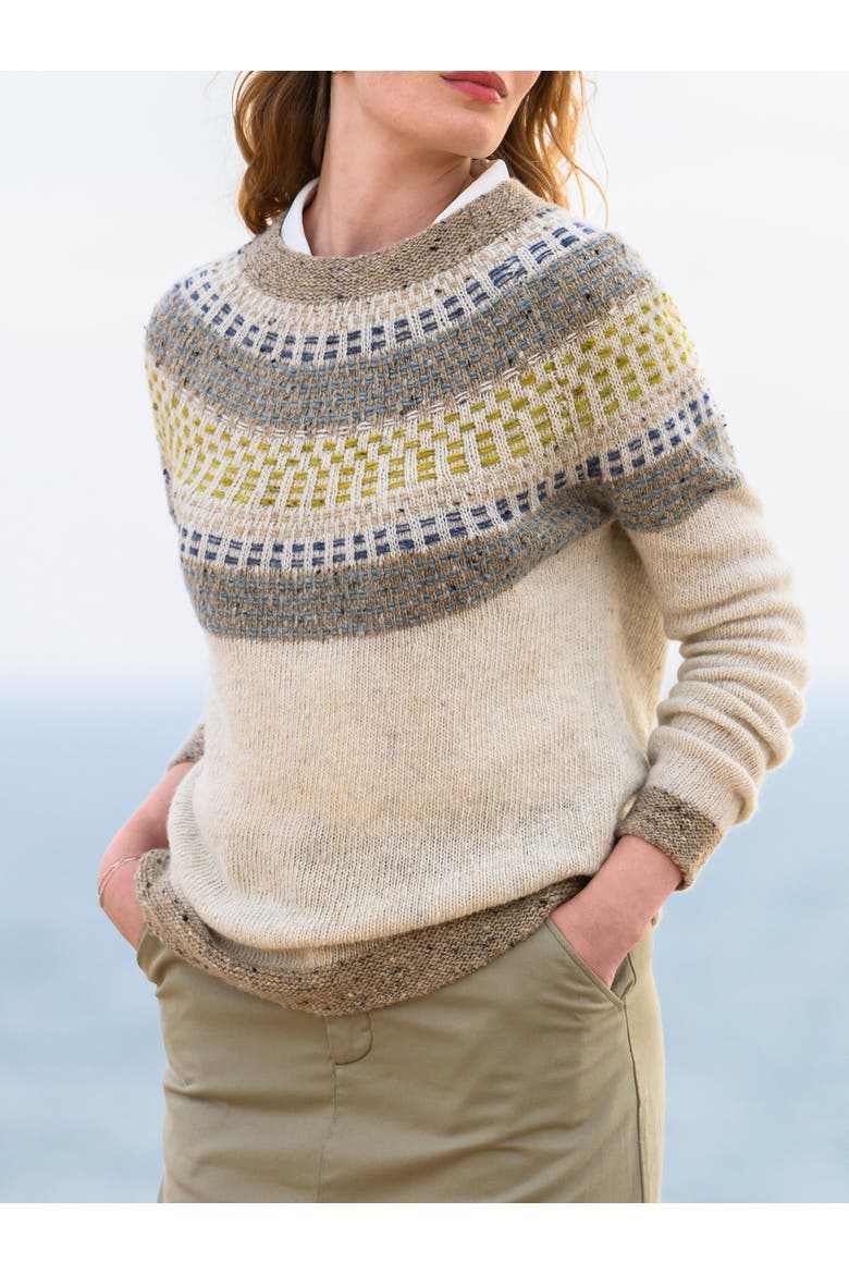 Float Stitch Yoke Donegal Sweater, Alternate, color, ECRU