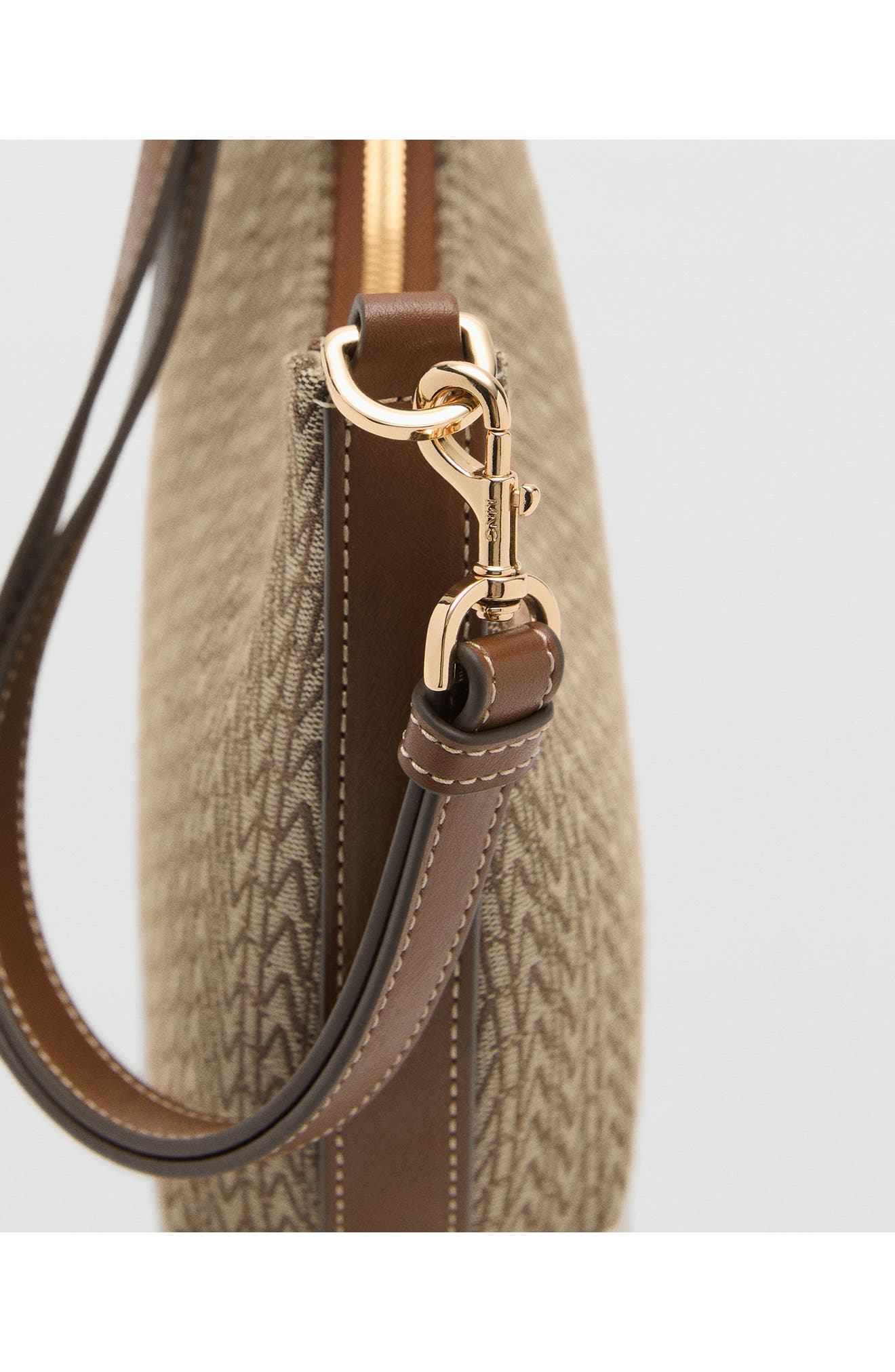 MANGO Logo Jacquard Shoulder Bag, Alternate, color, Chocolate