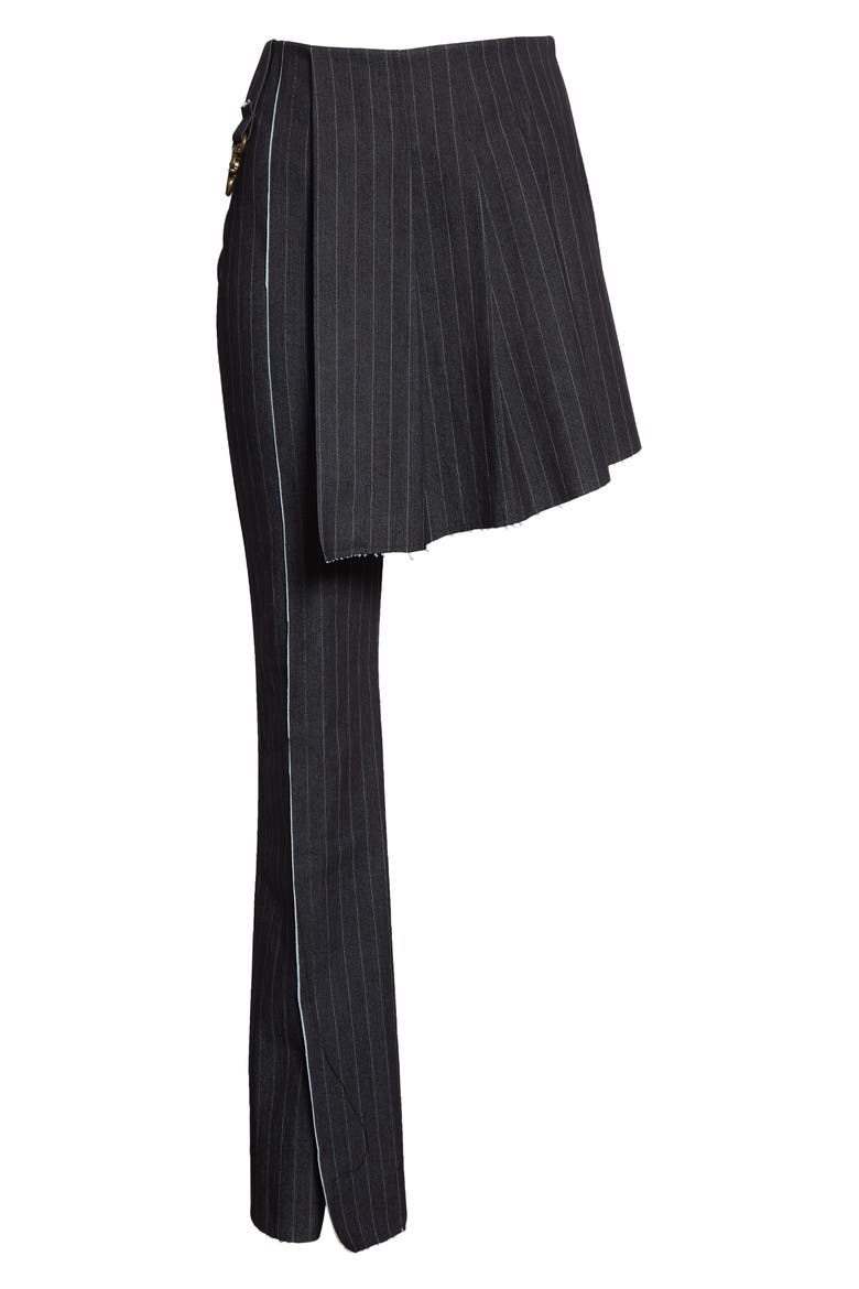 x ZACHARIAH Triad Pinstripe Raw Edge Cotton Blend Skirt Pants, Alternate, color, INDIGO
