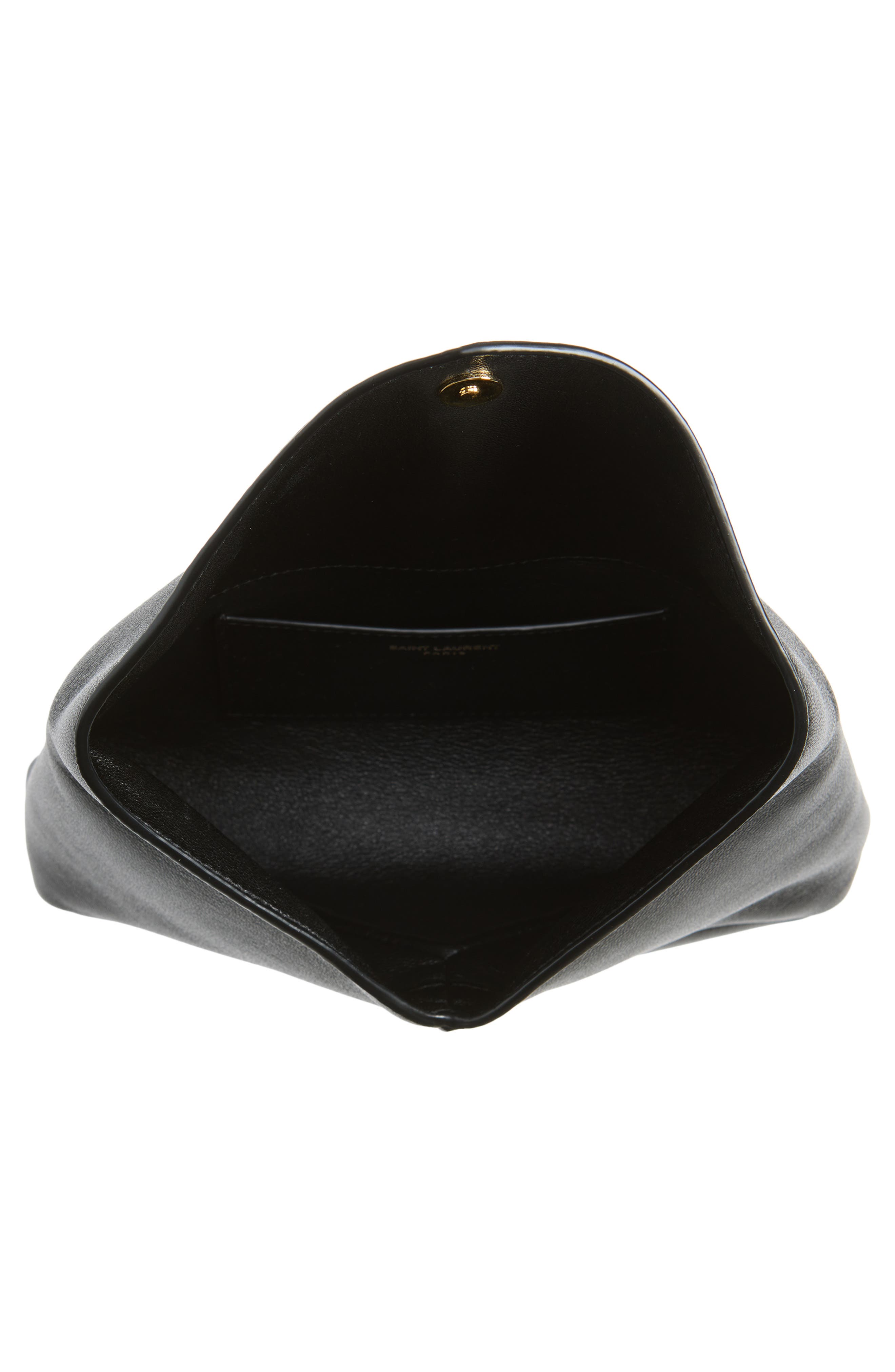 Saint Laurent Small Cassandre Leather Envelope Pouch Clutch, Alternate, color, Black
